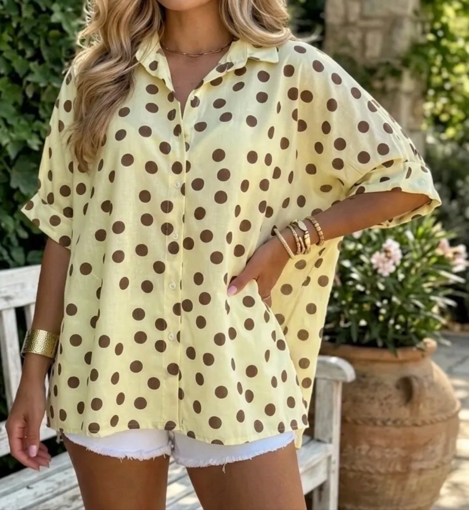 Chemise bohème à pois